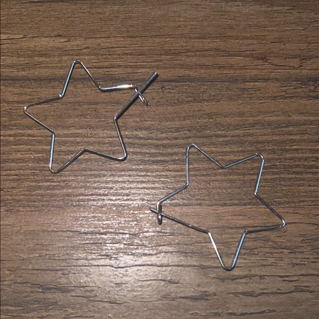 Silver Star Hoop Earrings